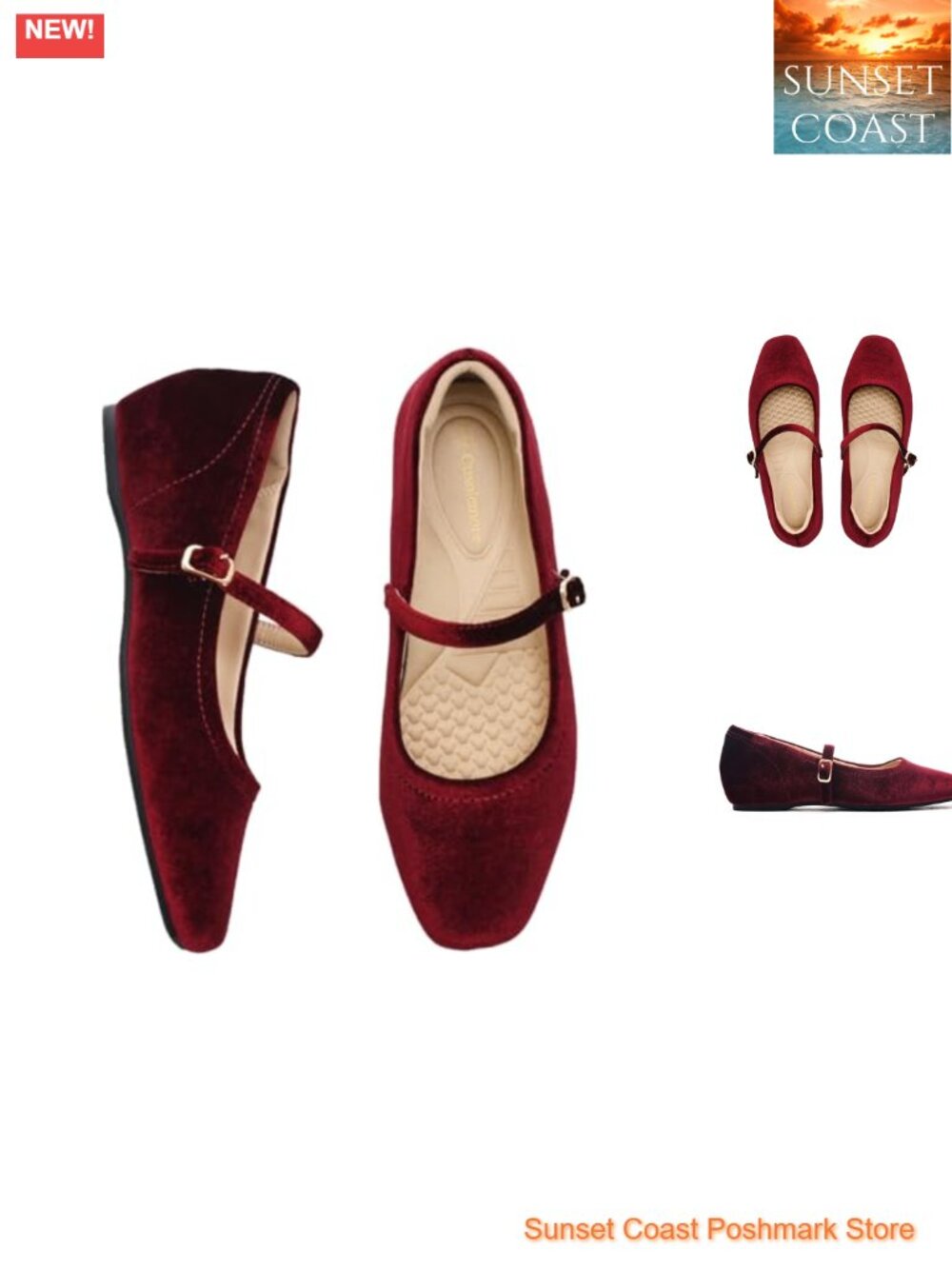 Mary Jane Flats with Arch Support & Hidden Wedge Heel, Women's Ballet Flats